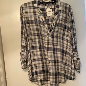 Sonoma blue and plaid blouse